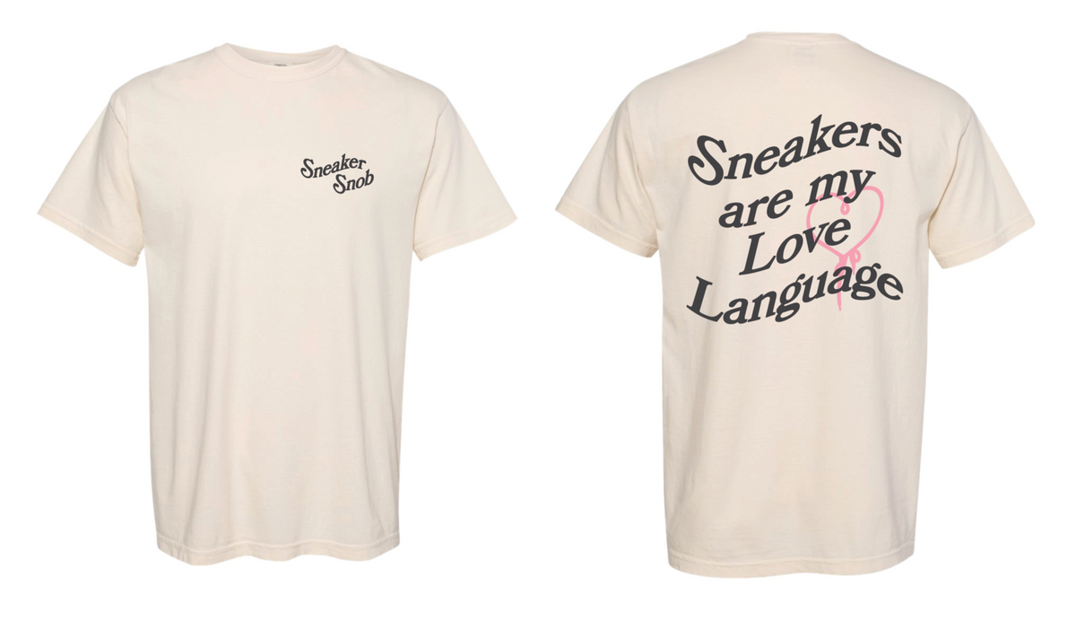 Cream Sneakers are my 💓 language dark grey font